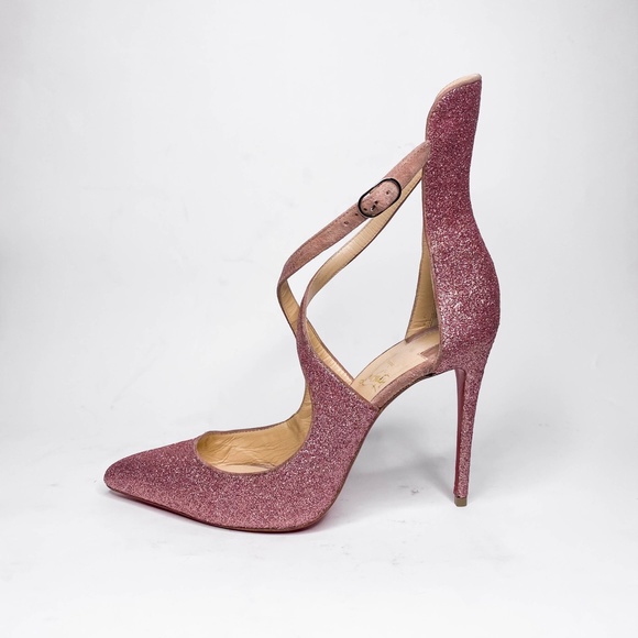 Christian Louboutin Marlenarock Size 36.5 100mm Heels in Glitter Pink. - Picture 2 of 12